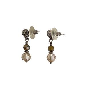 BRIGHTON Cannes Earrings Brown & Clear Beads Stud